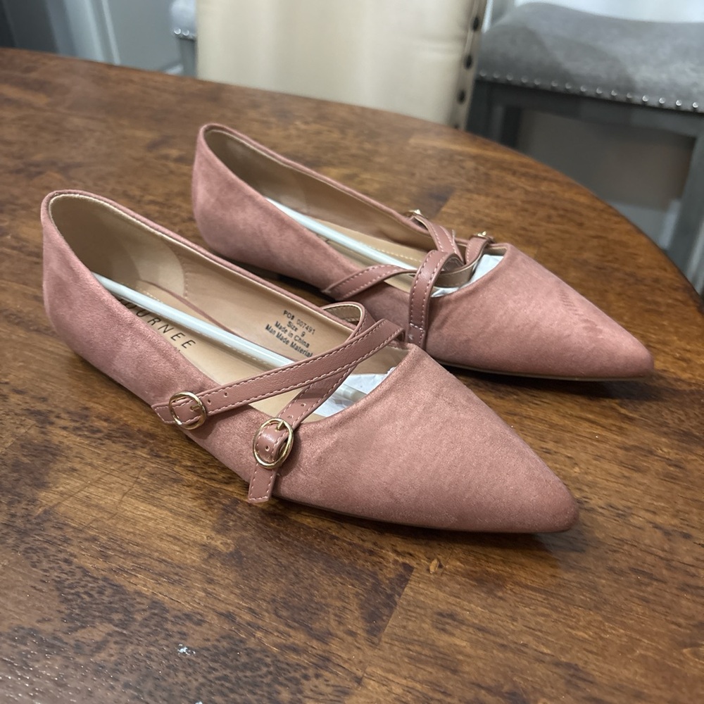 Journee Collection Pink Loafers with Buckle Straps